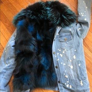 Fur lined Jean Denim Jacket - Fox - Blue- Amazing